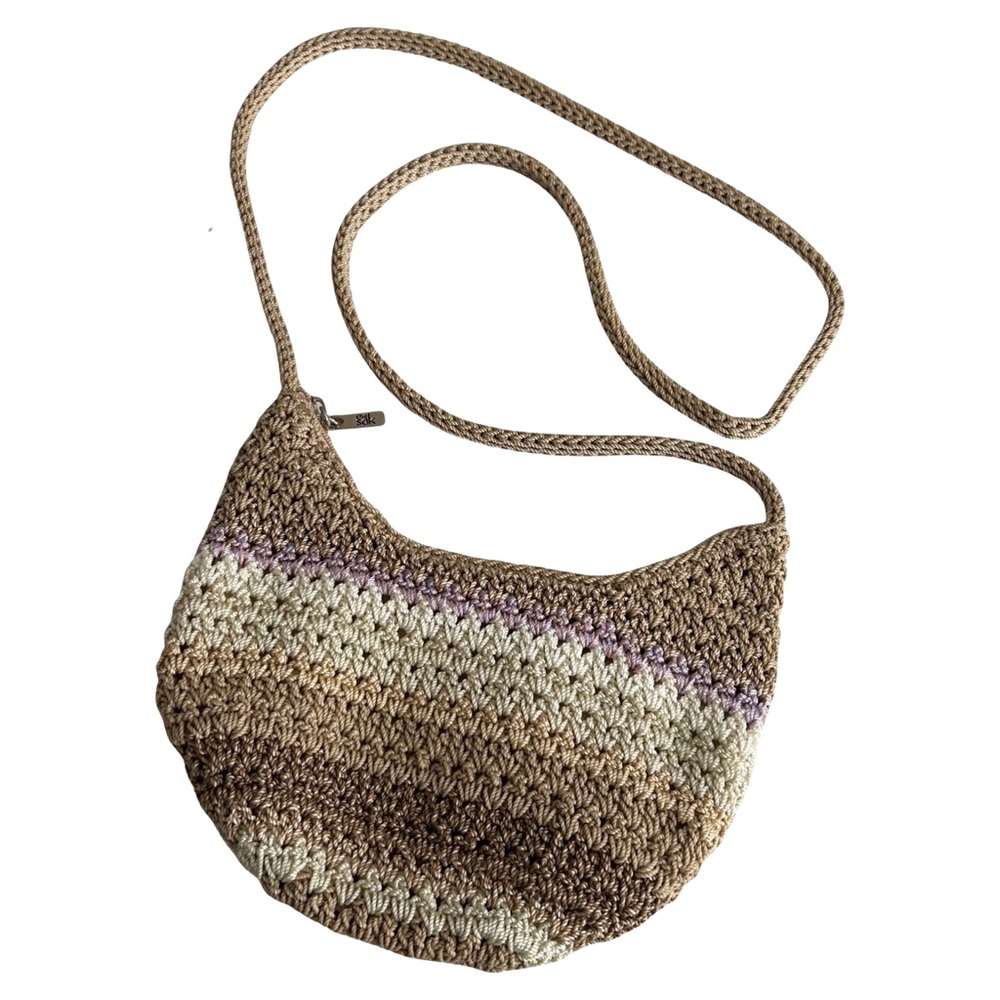 NWOT The Sak Earthy Crochet Crossbody Bag with Zipper - Cream, Tan, Lavender